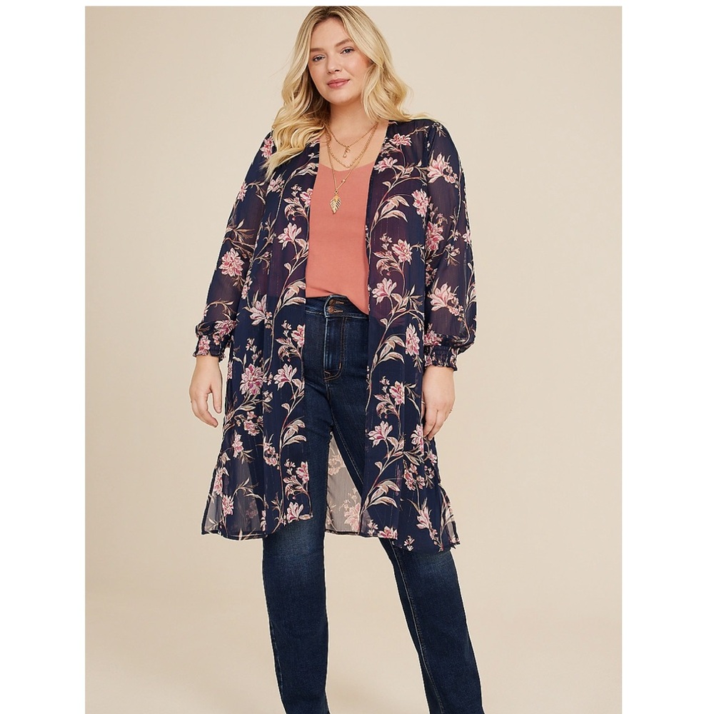 NWT Maurice’s 1X Plus Size Floral Kimono